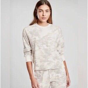 Athleta Farallon Tie-dye Print Crewneck Sweatshirt Gray White Size Large EUC